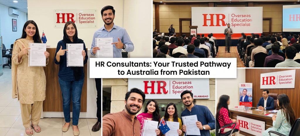 Pakistani students celebrating Australian study visa success with HR Consultants